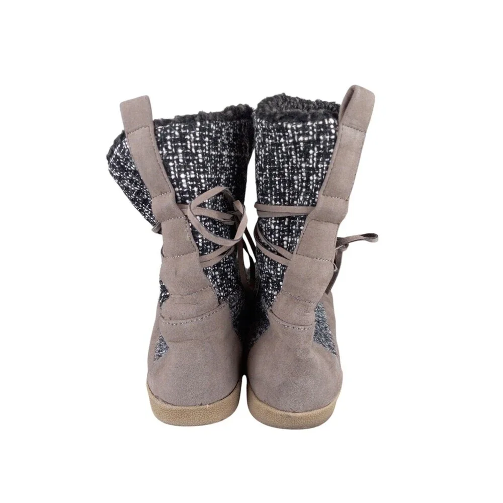Madden Girl Jackmen Black/White Tweed‎ Boots Lace Tie Booties Size 9 Beige
